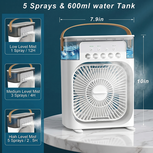 Portable Mini Air Cooler Fan with LED Light